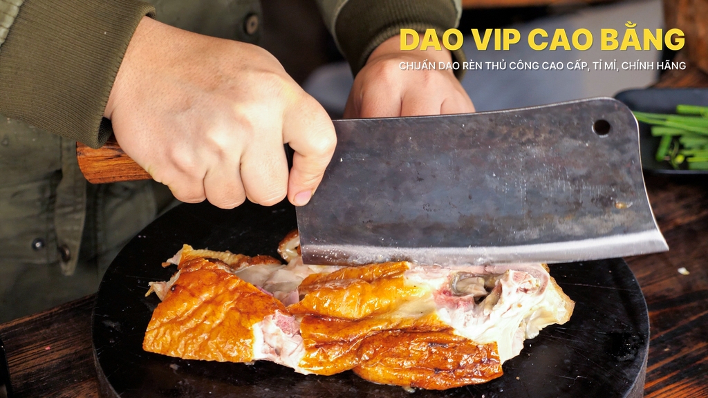 Dao chặt gà sắc bén -Thép nhíp ô tô - Cán cẩm khâu đồng - N09D DAO VIP CAO BẰNG