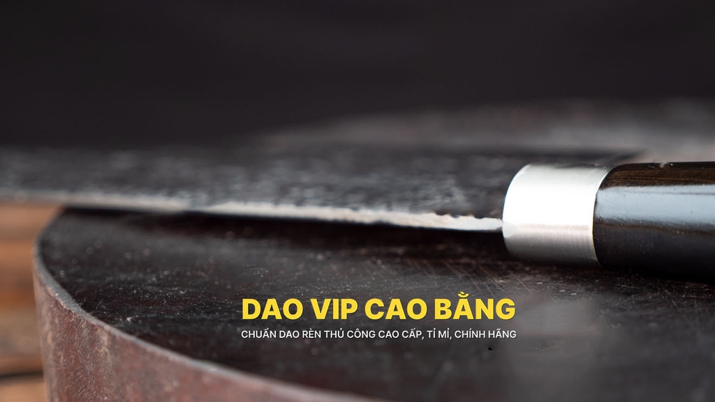 Dao chặt gà sắc bén - Thép nhíp ô tô - Cán mun khâu inox - N09TM DAO VIP CAO BẰNG