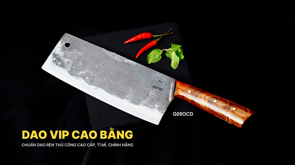 Dao chặt gà sắc bén - Thép nhíp ô tô - Cán ốp nu - G05OND DAO VIP CAO BẰNG