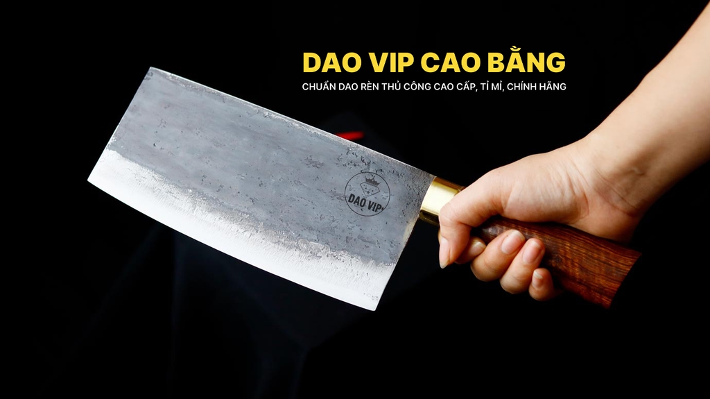 Dao thái phở bản 10 - Thép nhíp ô tô - Cán cẩm khâu đồng - GTPCD DAO VIP CAO BẰNG