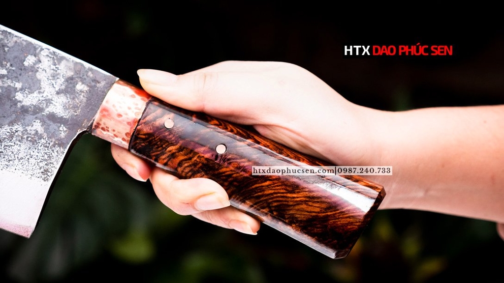 Dao chặt gà sắc bén - Thép nhíp ô tô - Cán cẩm - khâu đồng - G05TDD