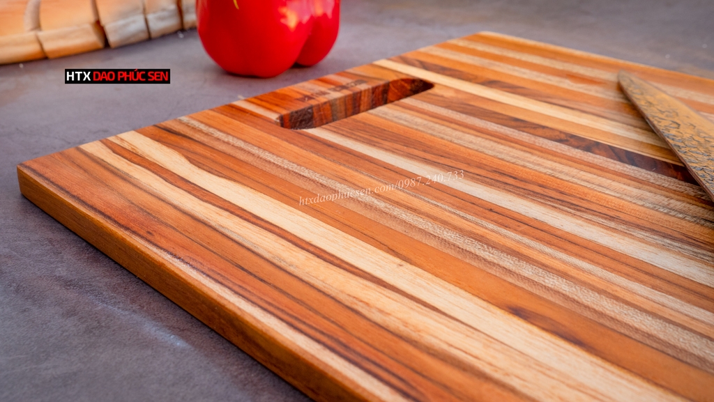 Thớt Gỗ Teak Cao Cấp - Cắt Thái, Trang Trí - 40,5x30,5x1,4cm - CNTN03