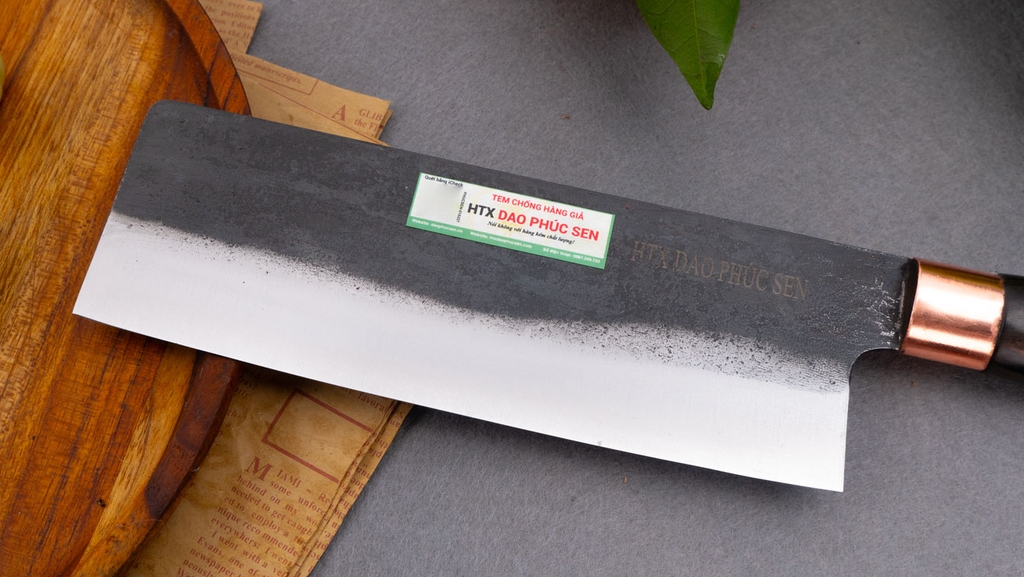 Dao thái thịt thép nhíp xe cán gỗ mun CT10NMDD  / HTX DAO PHÚC SEN