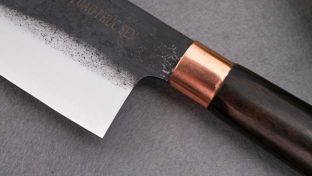 Dao thái thịt thép nhíp xe cán gỗ mun CT10NMDD  / HTX DAO PHÚC SEN