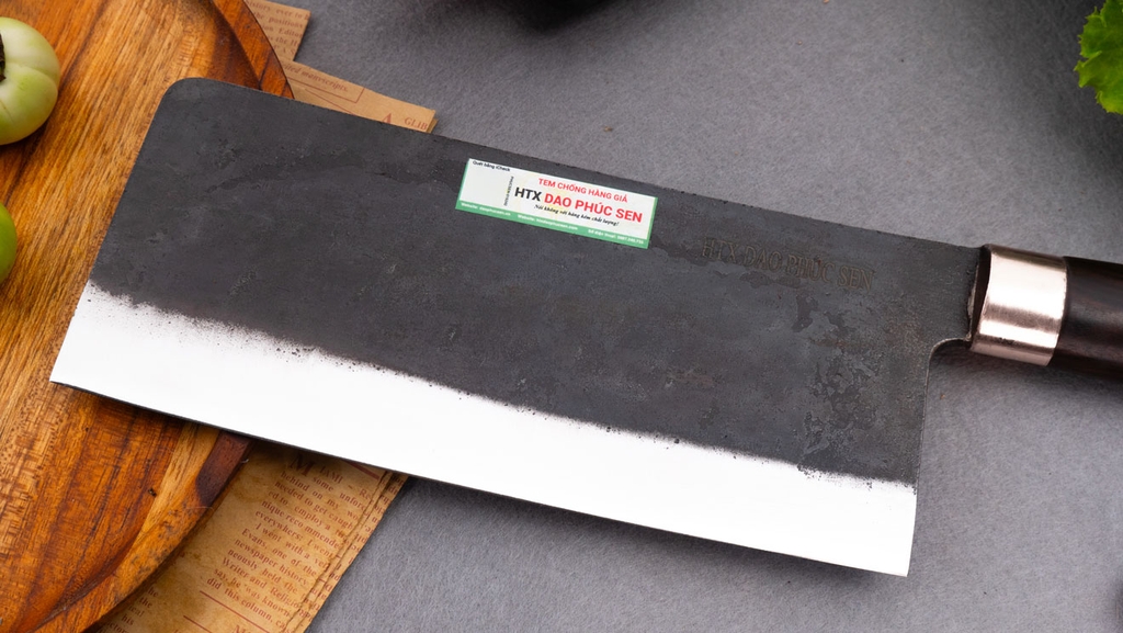 Dao chặt gà thép nhíp cán gỗ mun CG10NM  / HTX DAO PHÚC SEN