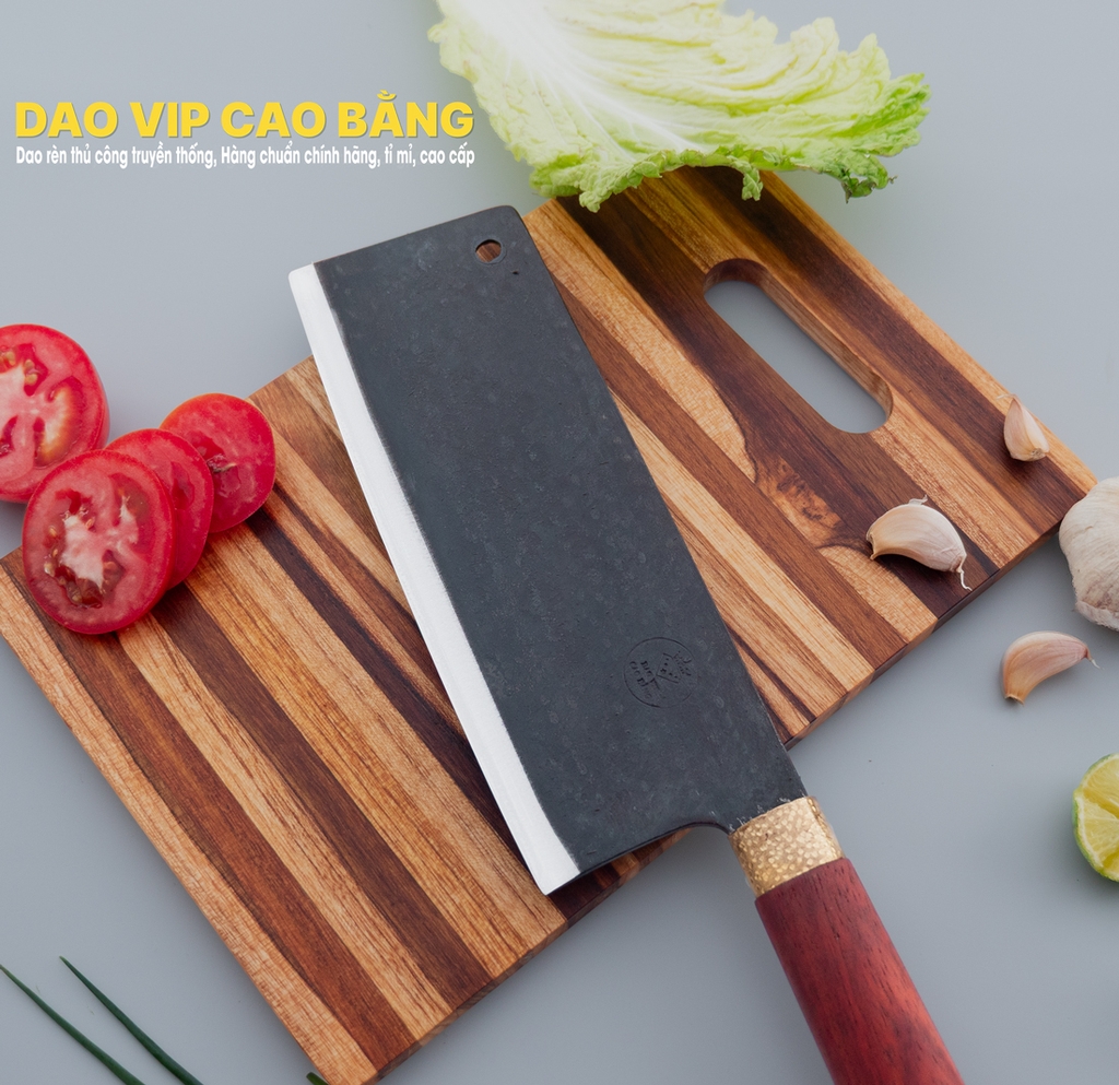 Dao chặt gà sắc bén - Thép nhíp ô tô - Cán Gỗ - khâu đồng - G05TDG DAO VIP CAO BẰNG