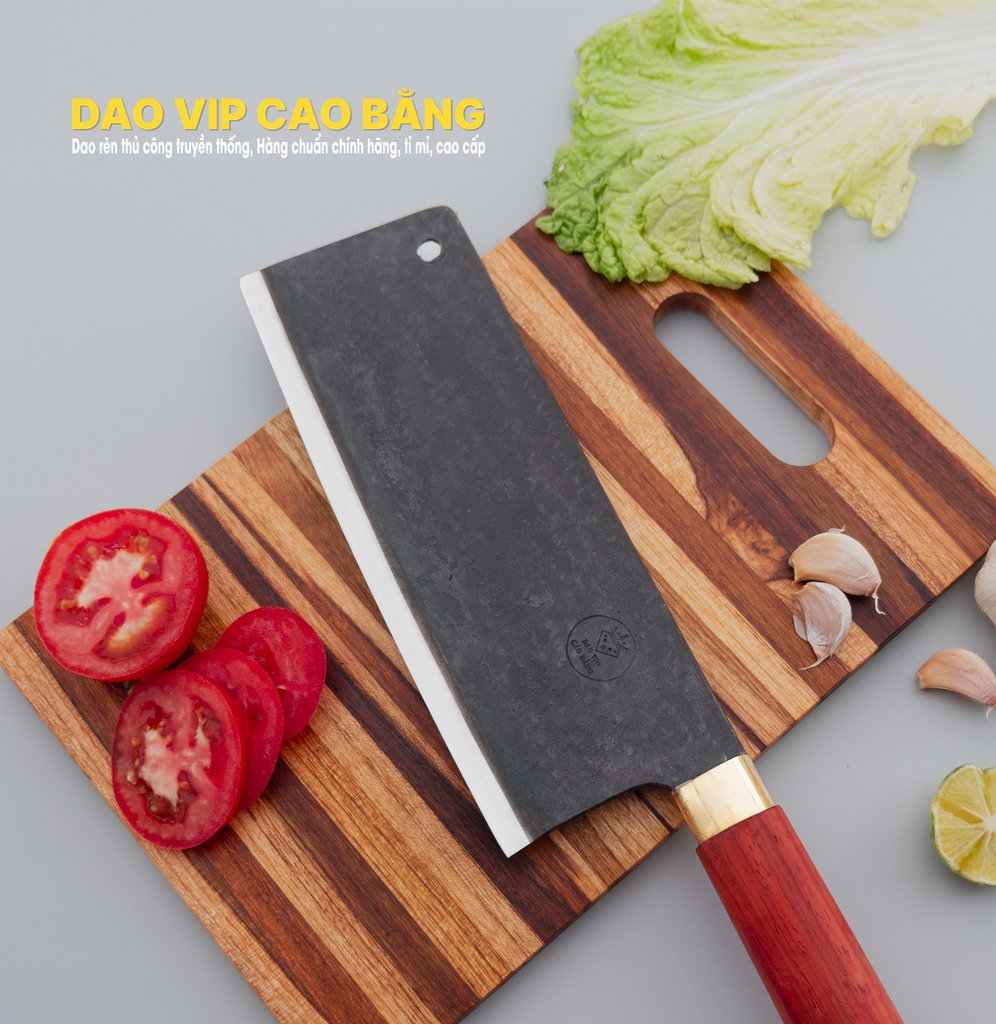 Dao chặt gà sắc bén - Thép nhíp ô tô - Cán Gỗ - khâu đồng - G05TD DAO VIP CAO BẰNG
