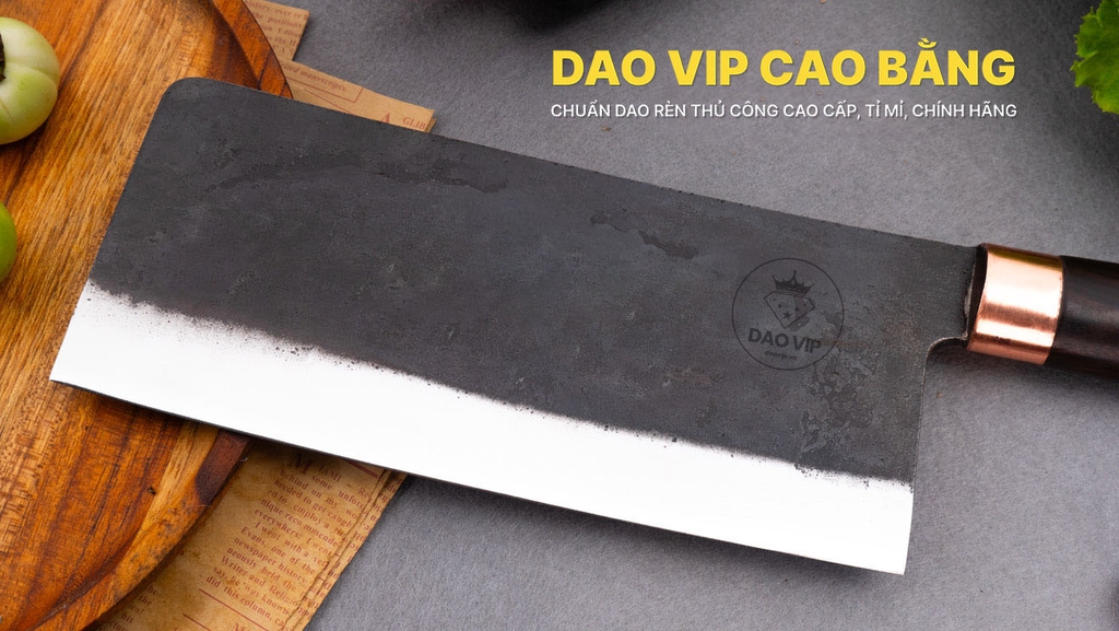 Dao chặt gà thép nhíp cán gỗ mun CG10NMDD DAO VIP CAO BẰNG