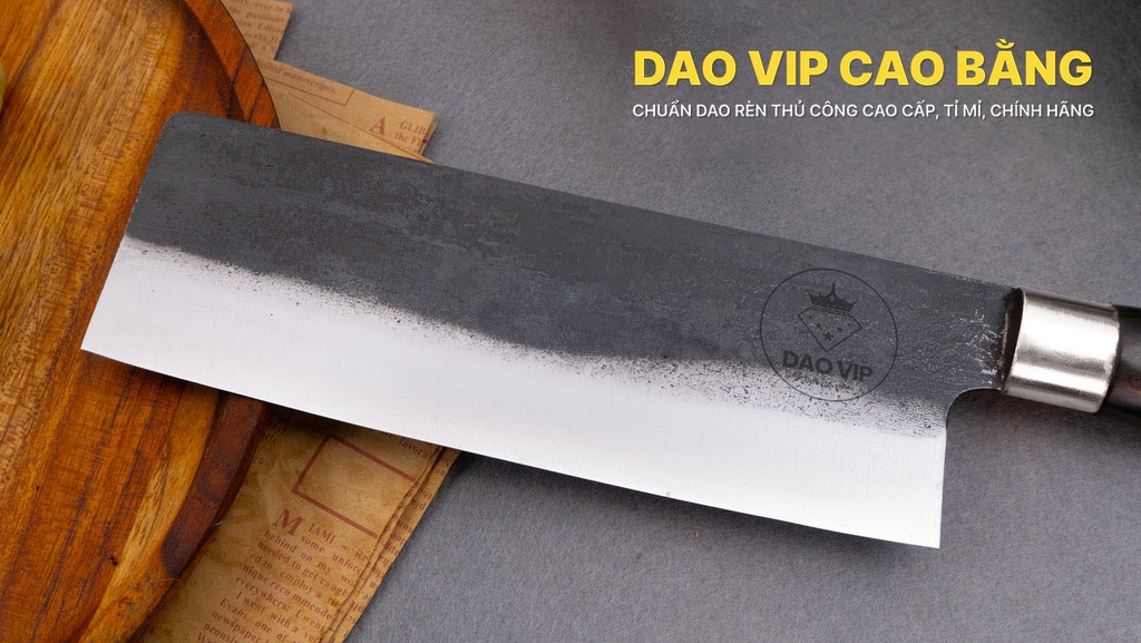 Dao thái thịt thép nhíp xe cán gỗ mun CT10NM DAO VIP CAO BẰNG