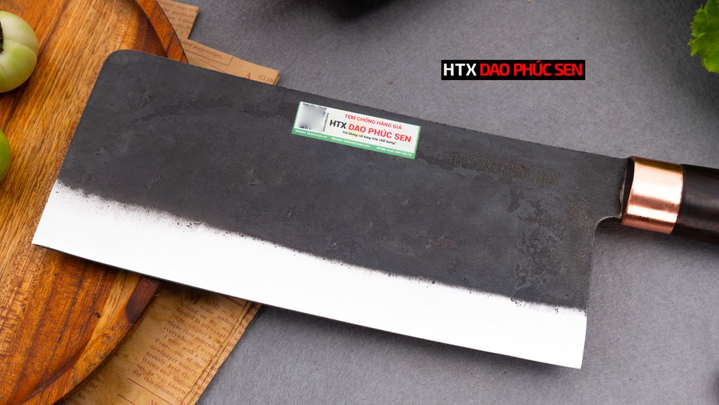 Dao chặt gà thép nhíp cán gỗ mun CG10NMDD  / HTX DAO PHÚC SEN