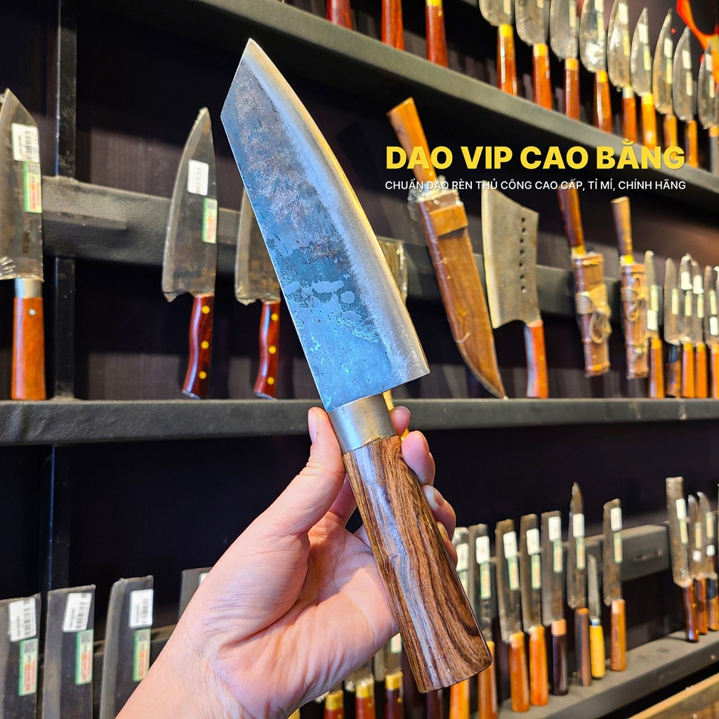 Dao thái lọc sắc bén - Thép nhíp ô tô - Cán gỗ tự nhiên khâu inox - N07 | DAO VIP CAO BẰNG