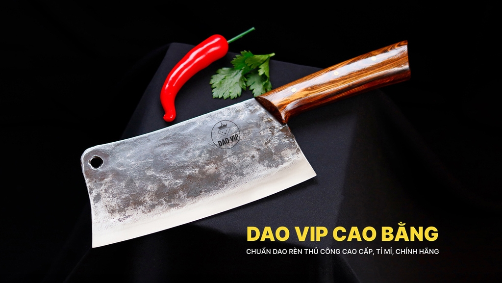 Dao chặt gà sắc bén -Thép nhíp ô tô - Cán ốp nu - N09OND DAO VIP CAO BẰNG