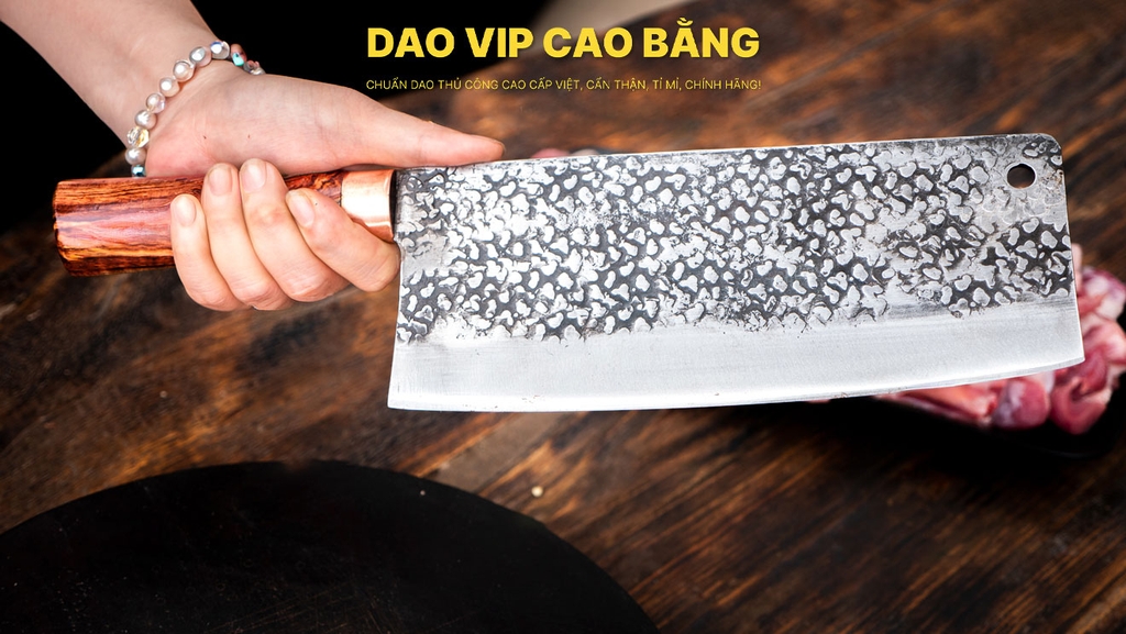 Dao chặt gà sắc bén - Thép nhíp ô tô - Cán cẩm - khâu đồng - G05TDD DAO VIP CAO BẰNG