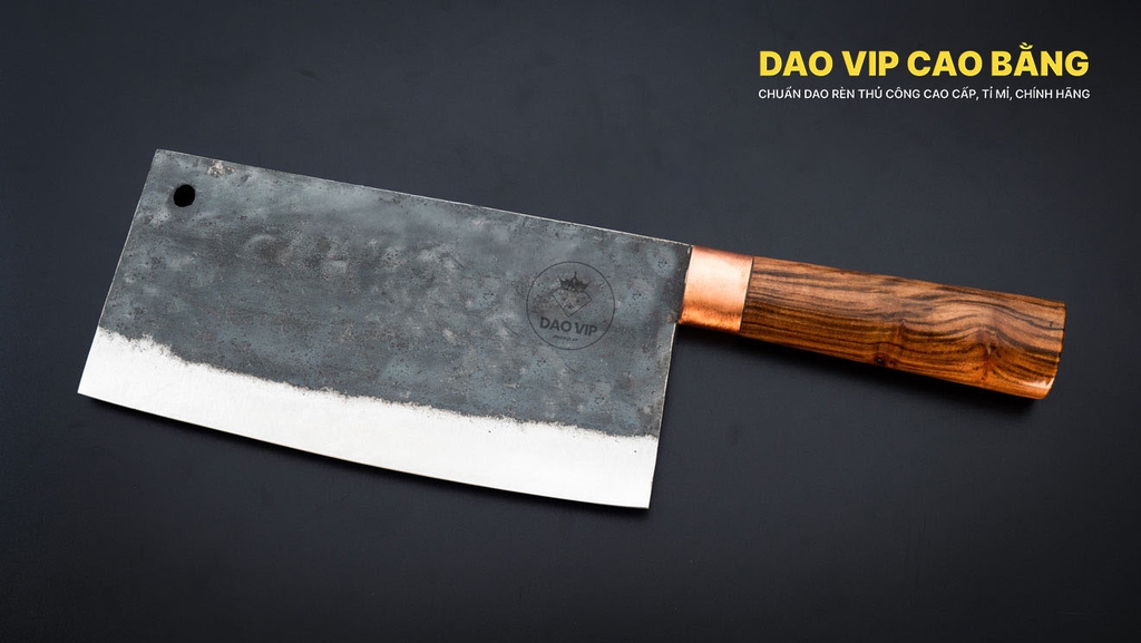 Dao chặt - thái bản 10 - Thép nhíp ô tô - Cán gỗ khâu đồng - CTB10MDD