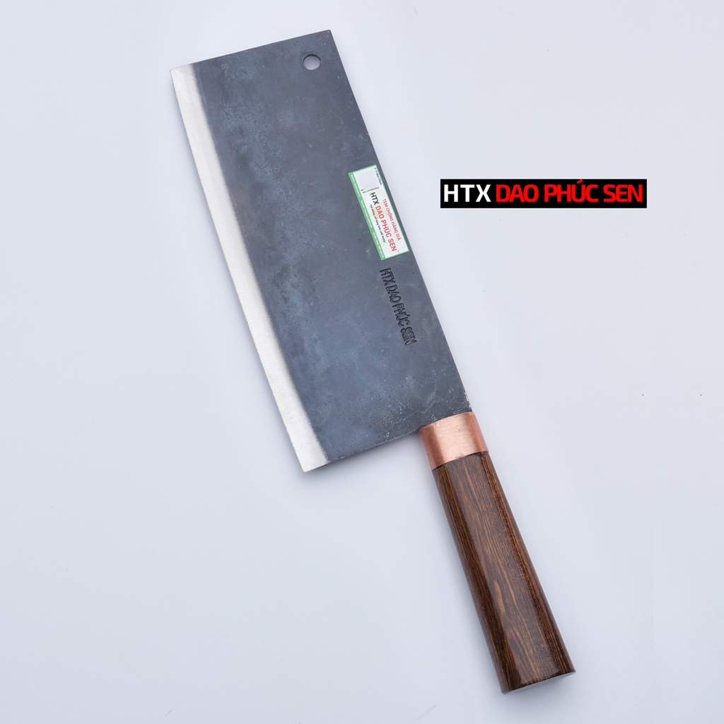 Dao chặt gà sắc bén - Thép nhíp ô tô - Cán cẩm khâu đồng G05D - hàng chuẩn chính hãng của DAO VIP - HTX DAO PHÚC SEN