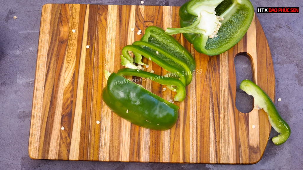 Thớt Gỗ Teak Cao Cấp - Cắt Thái, Trang Trí - 30,5x20,5x1,4cm - CNO01 | HTX DAO PHÚC SEN