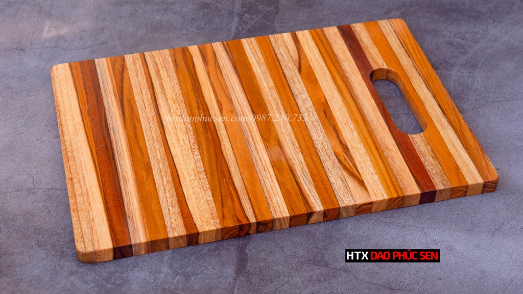 Thớt Gỗ Teak Cao Cấp - Cắt Thái, Trang Trí - 30,5x20,5x1,4cm - CNTN01 | HTX DAO PHÚC SEN