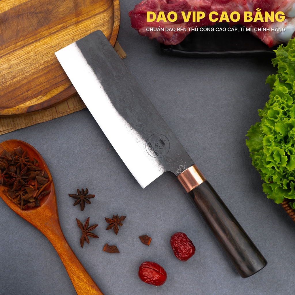 Dao thái thịt thép nhíp xe cán gỗ mun CT10NMDD DAO VIP CAO BẰNG