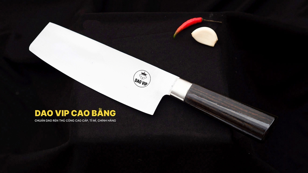 Dao thái thịt cá thép trắng cán mun - TKM DAO VIP CAO BẰNG