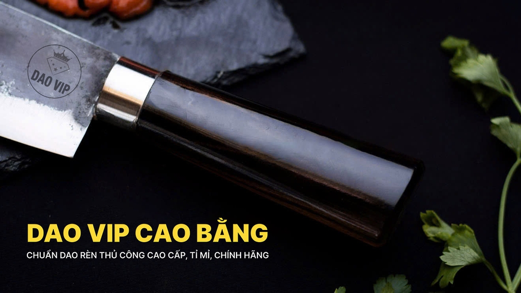Dao chặt gà chặt cây -Thép nhíp ô tô - Cán cẩm khâu inox - G07M DAO VIP CAO BẰNG