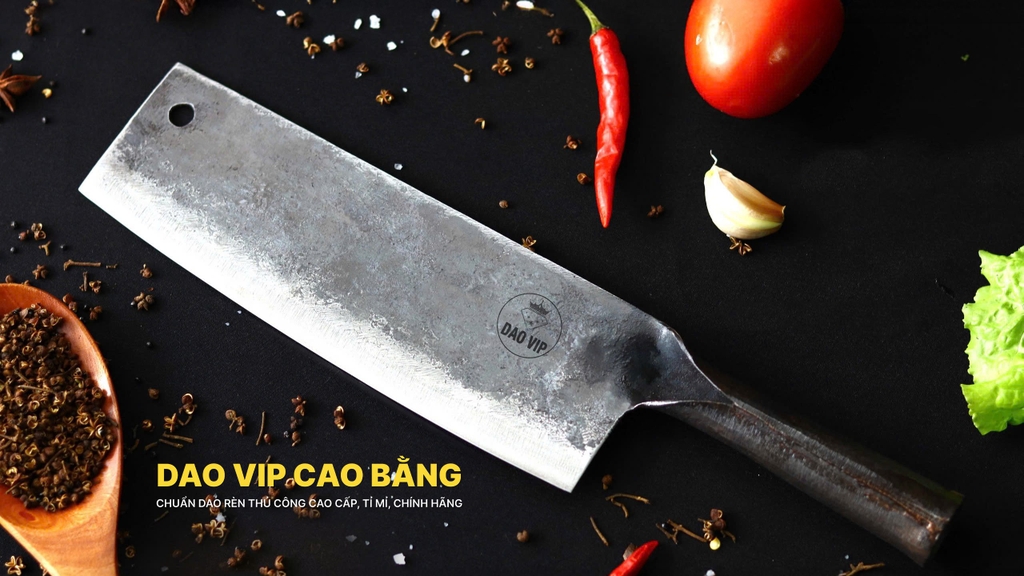 Dao thái sắc bén - Cán sắt thép nhíp ô tô S02, dễ mài lại, HÀNG CHUẨN CỦA DAO VIP CAO BẰNG