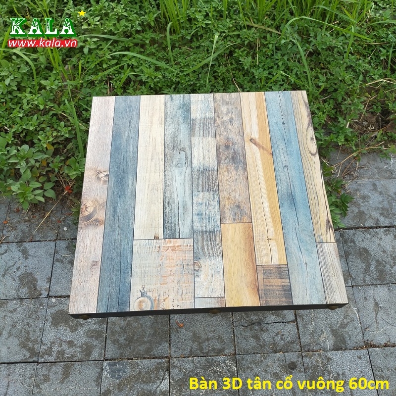 Mặt bàn cafe 3D tân cổ vuông 60x60cm