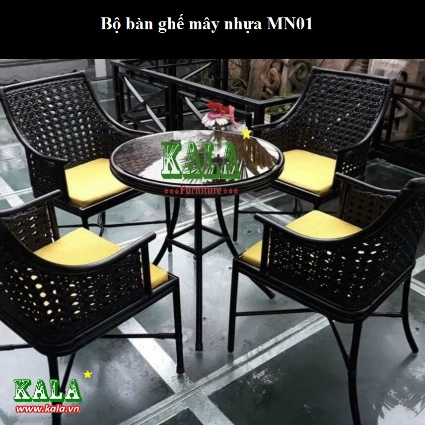 Bộ bàn ghế mây nhựa MN01