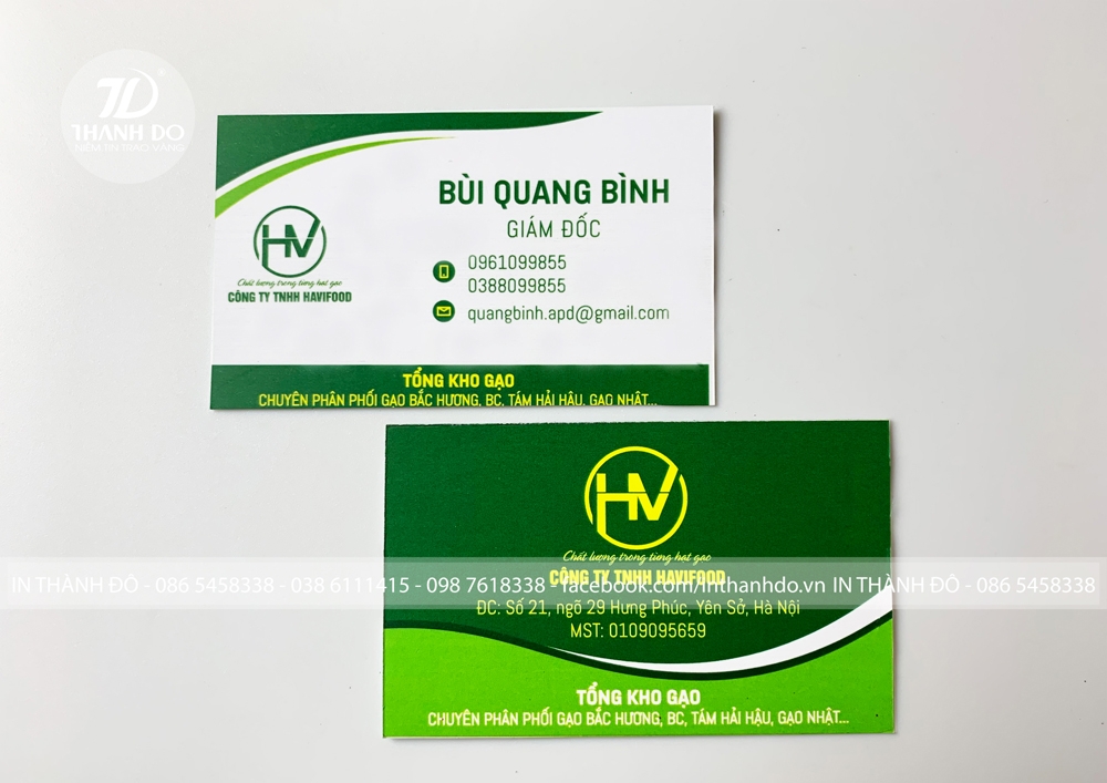 Ảnh 10 : Card visit màu xanh phong thủy ( In Thành Đô)