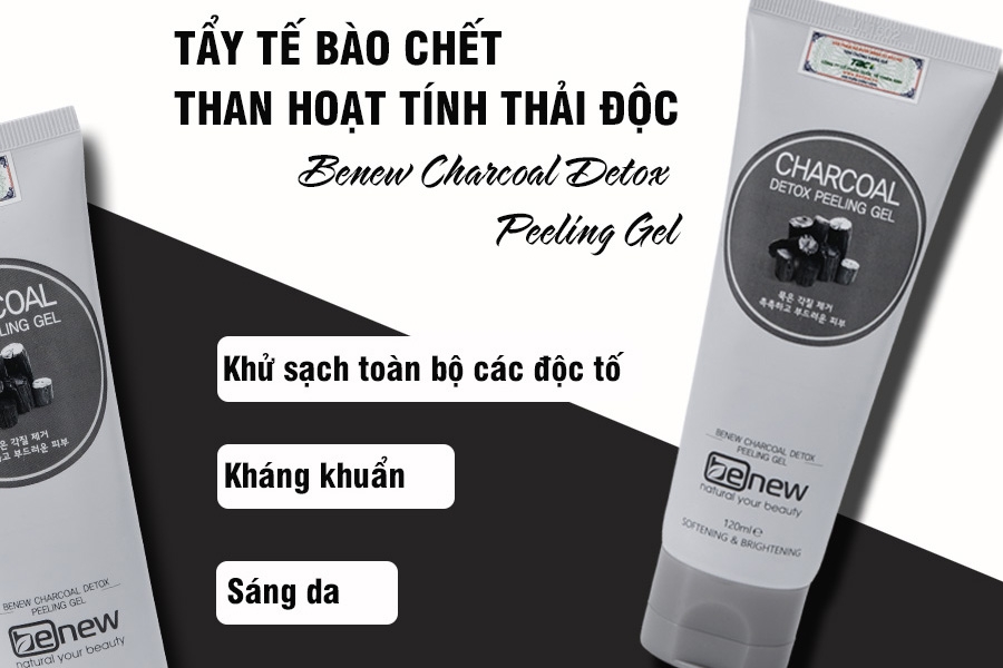 Review Kem tẩy tế bào chết Than hoạt tính thải độc Benew Charcoal Detox Peeling Gel có tốt không?