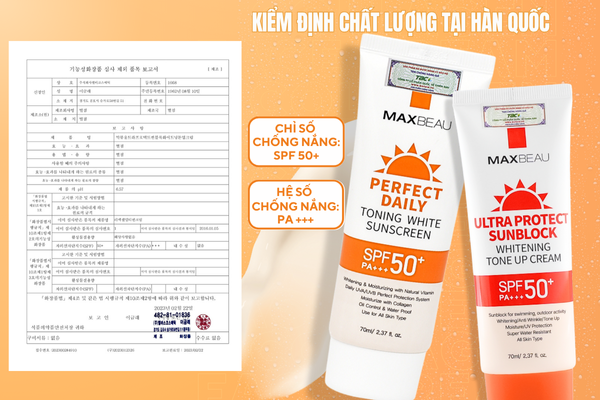 Kiểm định chất lượng 2 sản phẩm kem chống nắng Maxbeau – Cam kết bảo vệ làn da đúng chuẩn Hàn Quốc