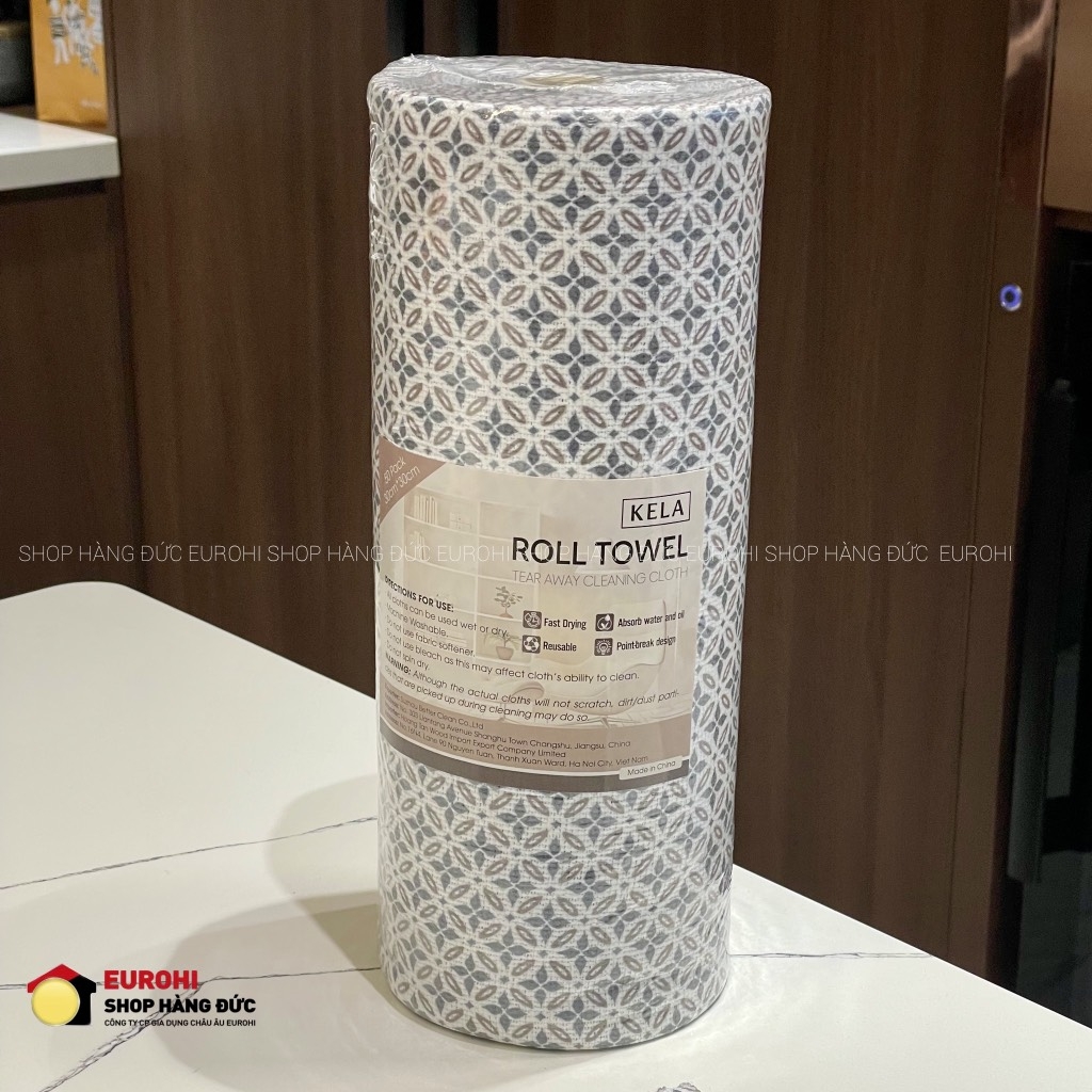 Khăn lau đa năng Kela kẻ 50 khăn (30*30cm)
