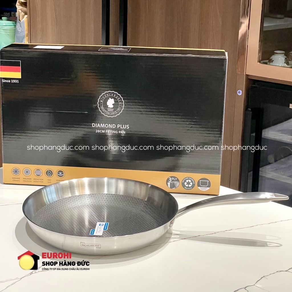 Chảo chống dính vân tổ ong Michelangelo Diamond Plus 28cm