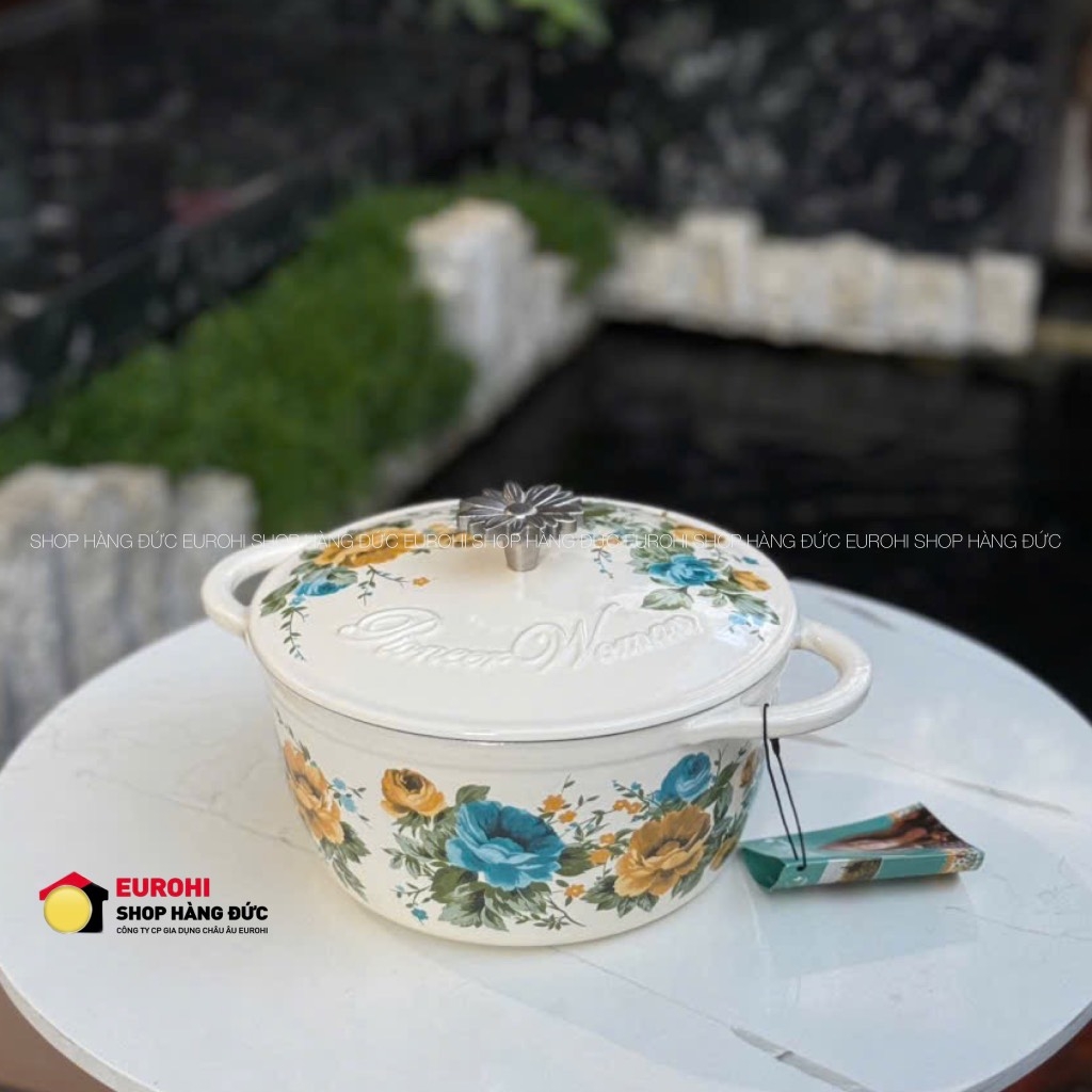 Nồi gang The Pioneer Woman 21cm Pistachio Green hoa xanh (124966.02)