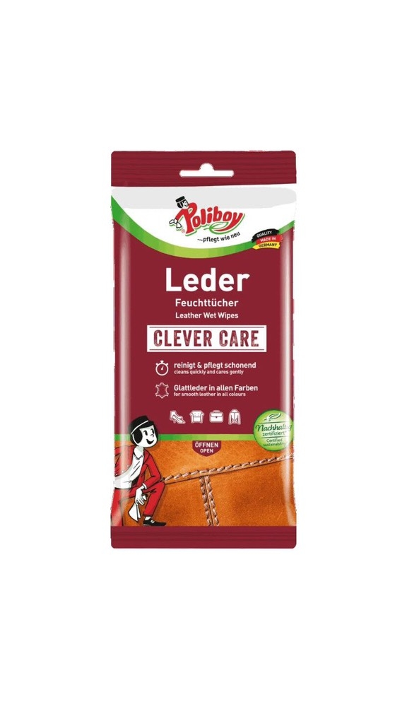 Khăn ướt vệ sinh và bảo dưỡng đồ da Poliboy 10 miếng (Made in Germany)