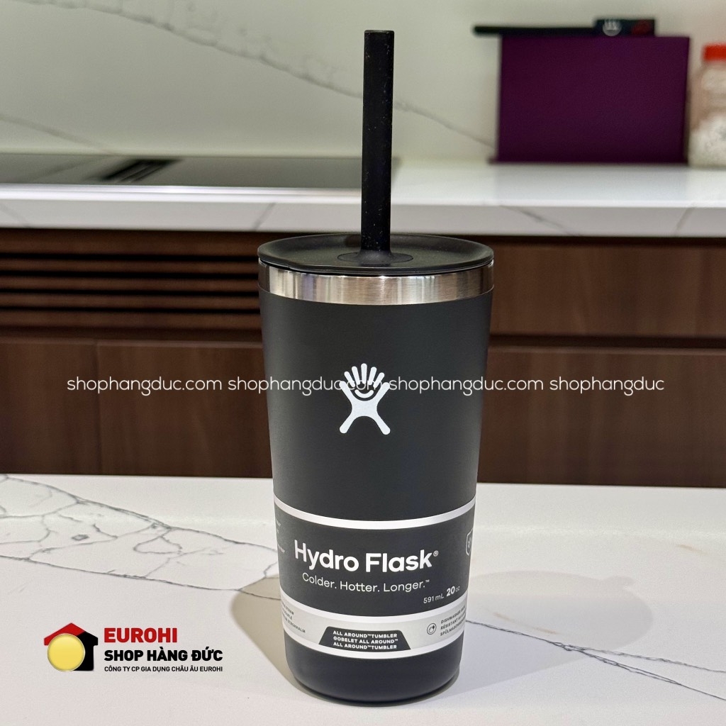 Ly nước giữ lạnh Hydro Flask Around Tumbler Straw Lid 20 OZ (Season 2024) 591 ml Black (T20PS001)