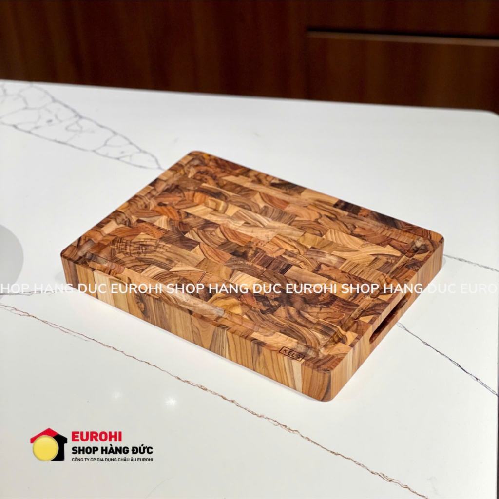 Thớt chặt Kela gỗ Teak chữ nhật (KL03-350x250x40mm)