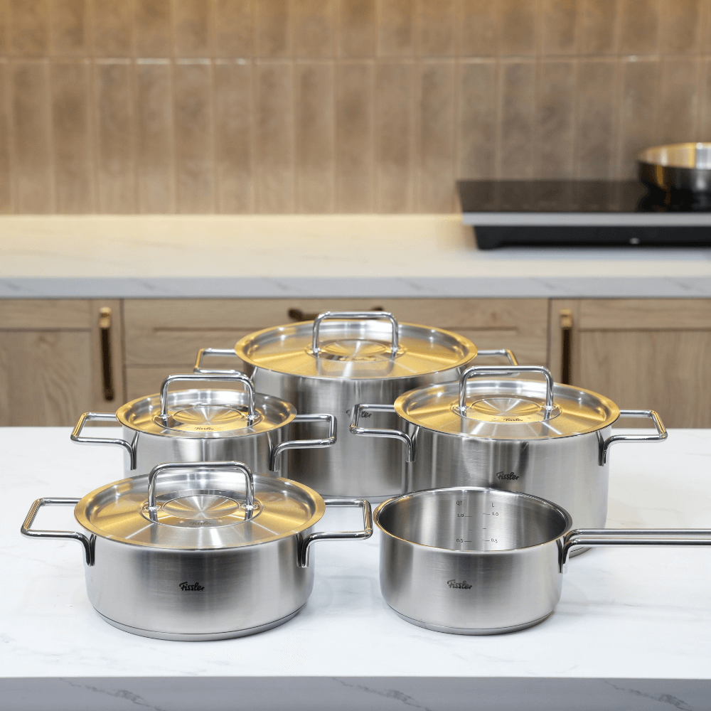 Bộ nồi Fissler Pure Collection 5 món vung inox (4 nồi + 1 quánh) (086-114-05-000/0)