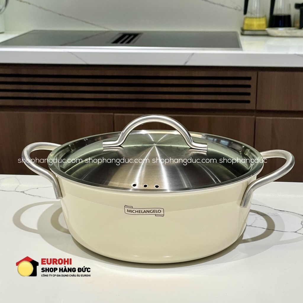 Nồi thấp Michelangelo Nesting 20cm màu kem ( tách lẻ )