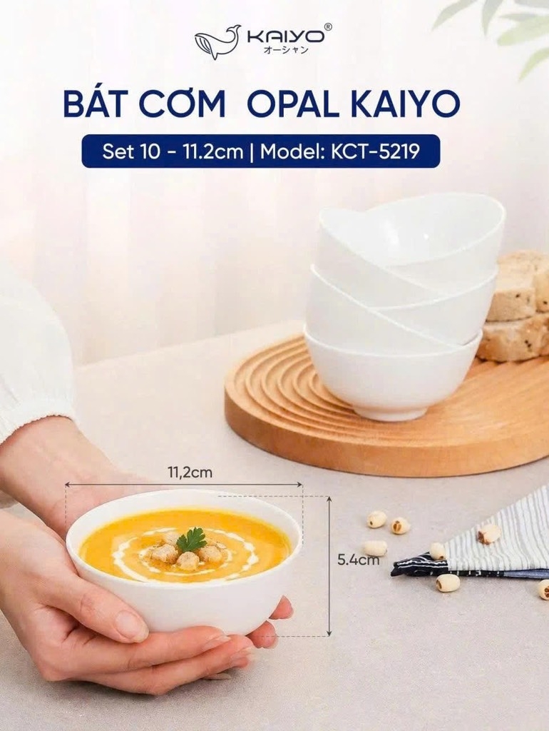 Set 10 bát cơm opal Kaiyo 11.2cm (5219)