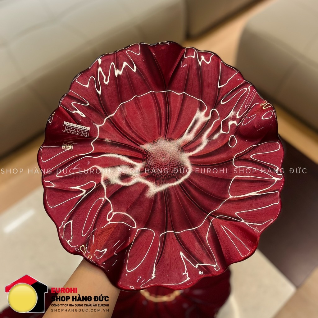 Đĩa pha lê IVV Magnolia hoa đỏ 37cm (5333.1/370/R)