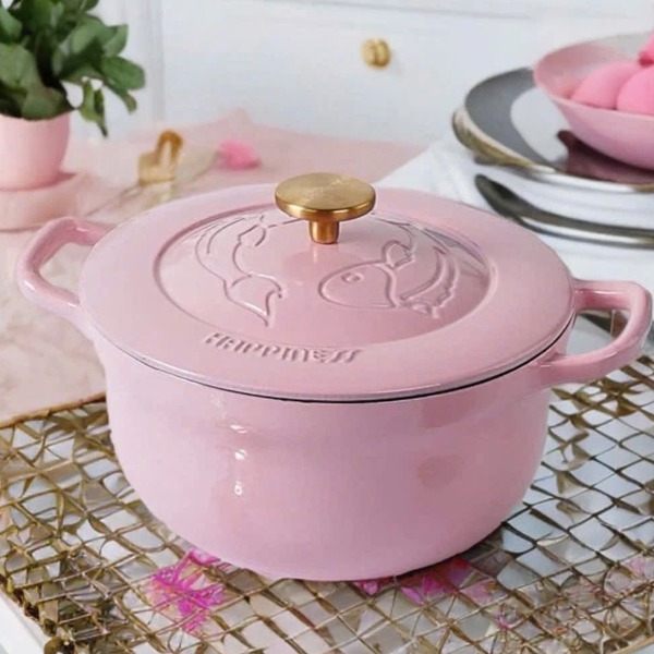 Nồi gang Happiness 24cm cá heo hồng