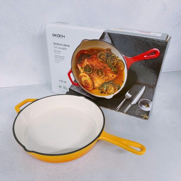 Chảo gang Gkoch cán dài 26cm FR26H màu vàng