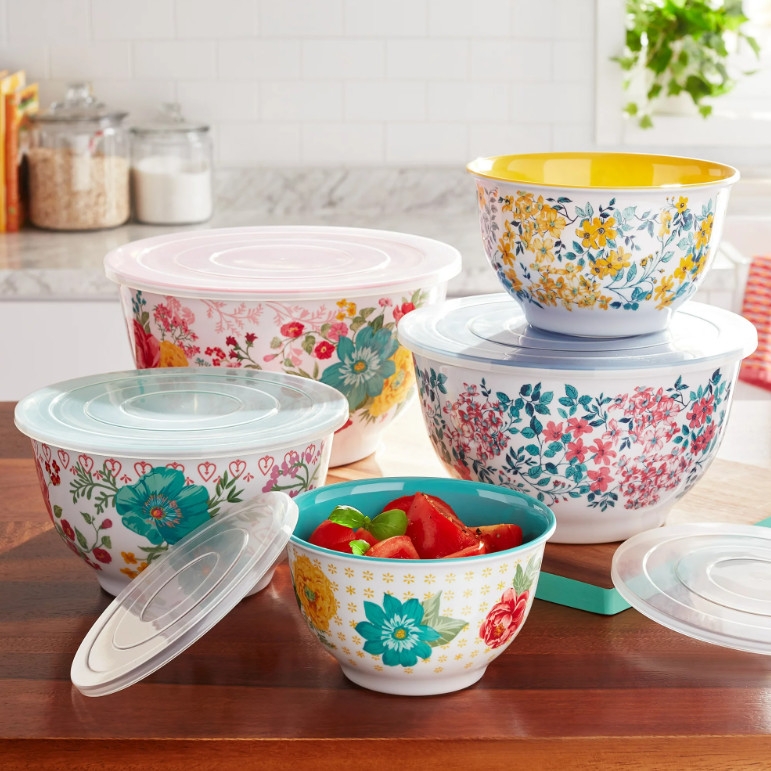 Set 5 thố nhựa The Pioneer Woman Melamine Mixing Bowl Fancy Flourish