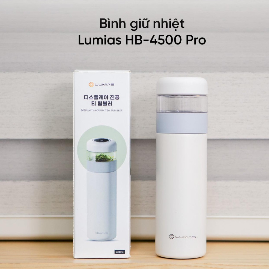 Bình giữ nhiệt Lumias HB 4500 Pro 400ml hiển thị nhiệt độ màu trắng