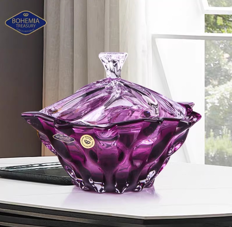 Thố pha lê Bohemia Samba 21cm màu tím