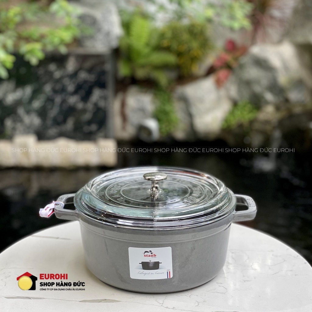 Nồi gang Staub vung kính 24cm 3.7L màu xám (11412418)