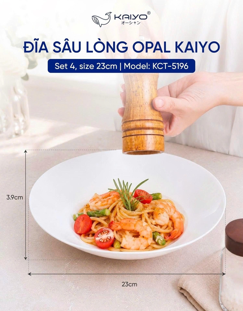 Set 4 đĩa sâu lòng Opal Kaiyo 23cm (KCT-5196)