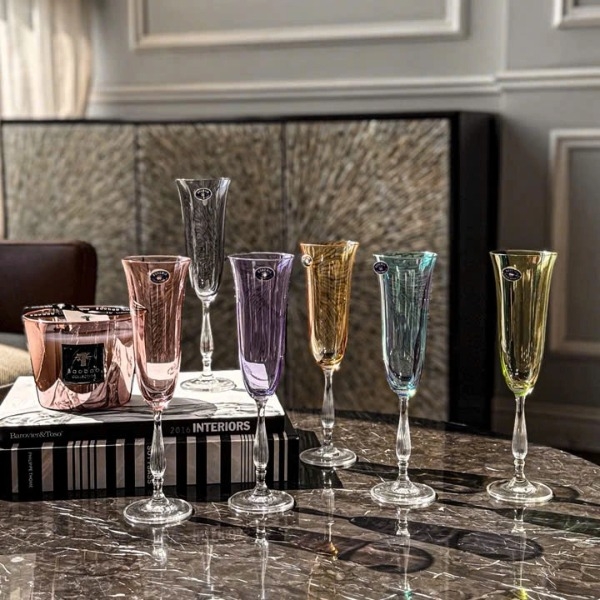 Bộ 6 ly vang pha lê Champagne Fregata Bohemia thân màu 190ml (G/72U43/511/190/S6)