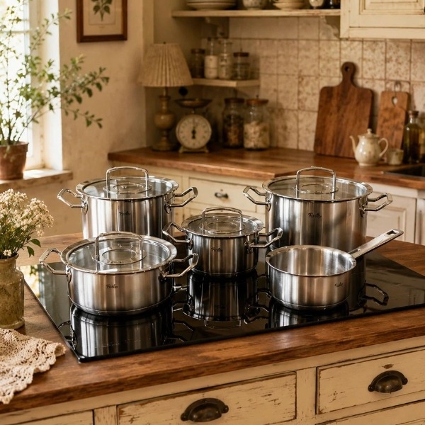Bộ nồi Fissler Original Profi Collection Novo 5 món vung kính (quánh tổ ong) (085-121-05-000/0)