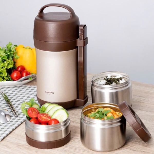 Hộp cơm giữ nhiệt Kaiyo 1600ml màu nâu